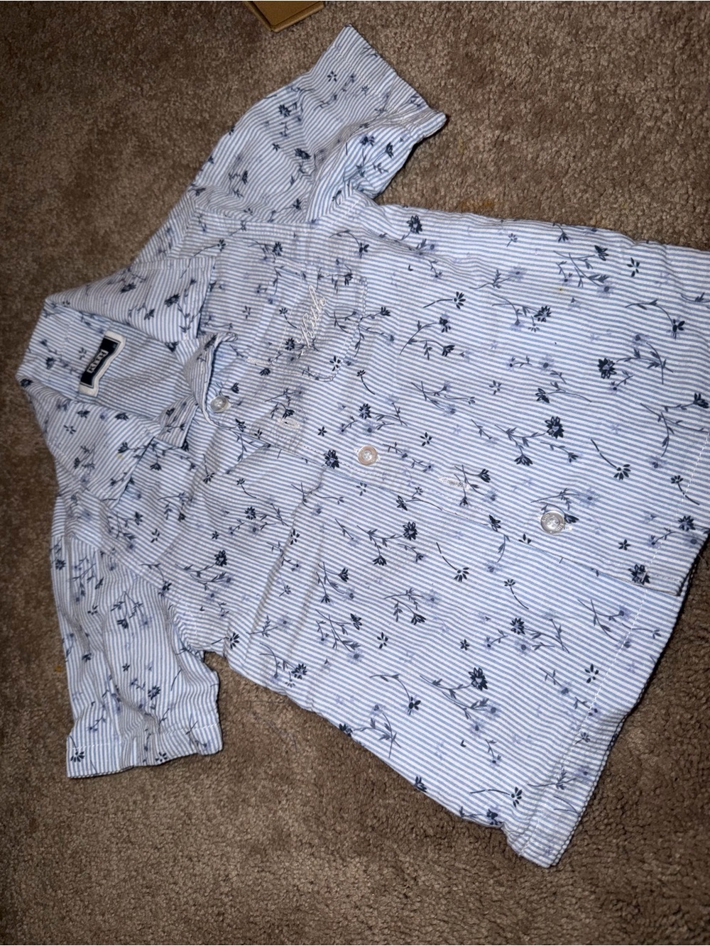 Kith Boys Short-Sleeve Blue Floral Stripe Shirt and short set